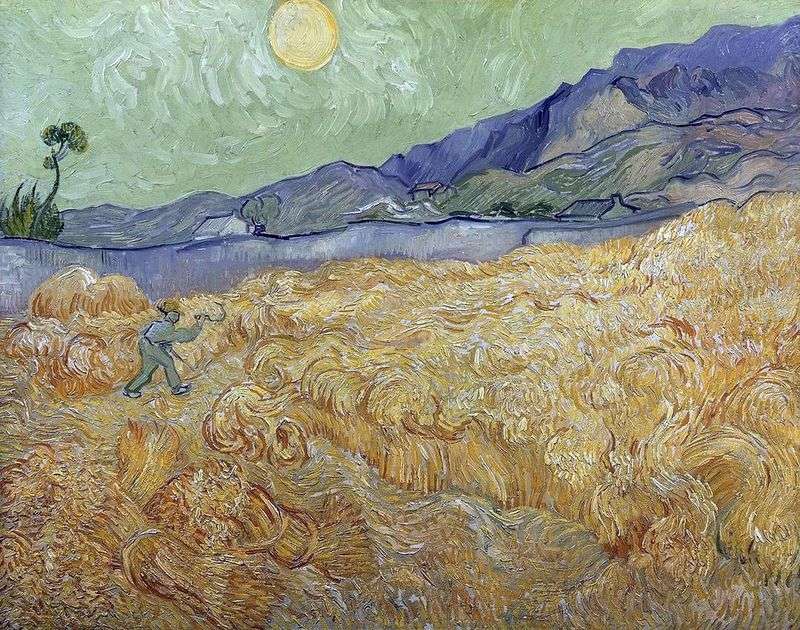 The wheat field at dawn and the reaper II by Vincent Van Gogh