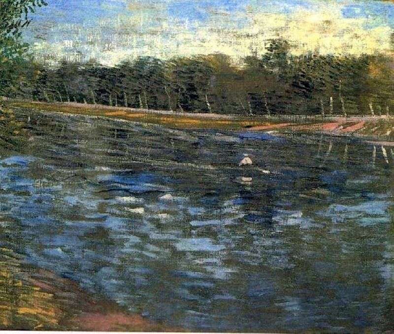 Seine and boat with rower by Vincent Van Gogh