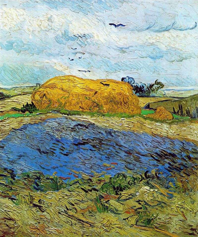 Haystacks in the rainy sky by Vincent Van Gogh