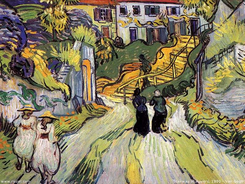 Street and stairs in the Over by Vincent Van Gogh