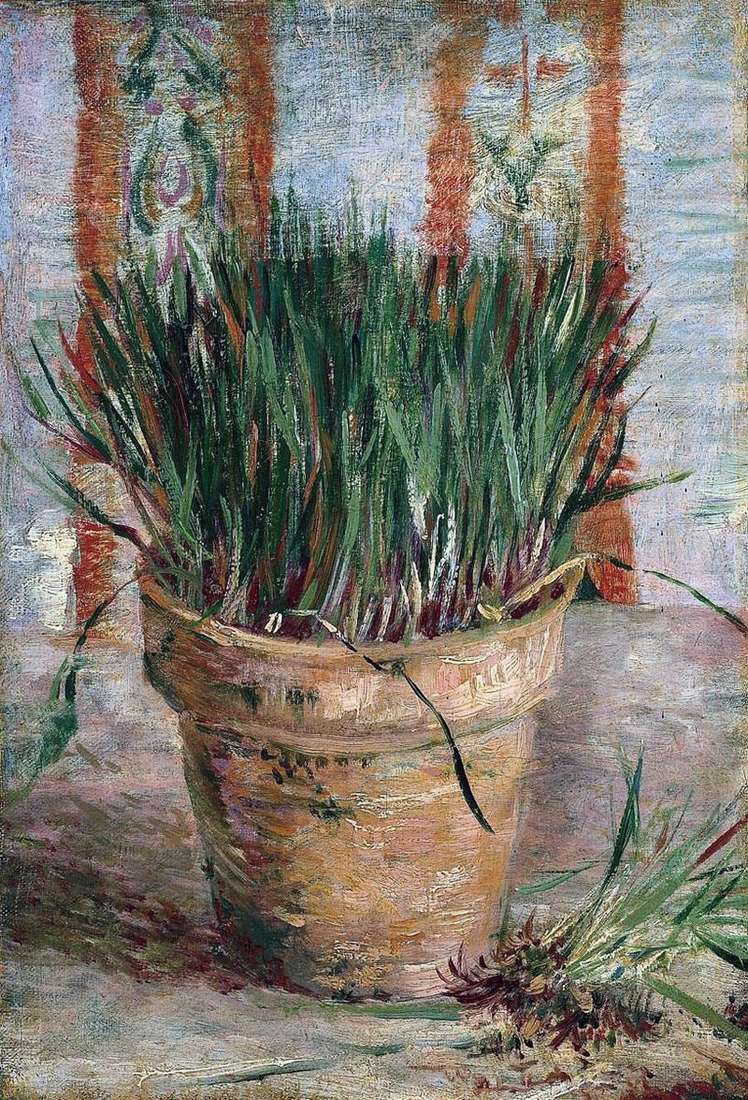 Flower pot with onion by Vincent Van Gogh