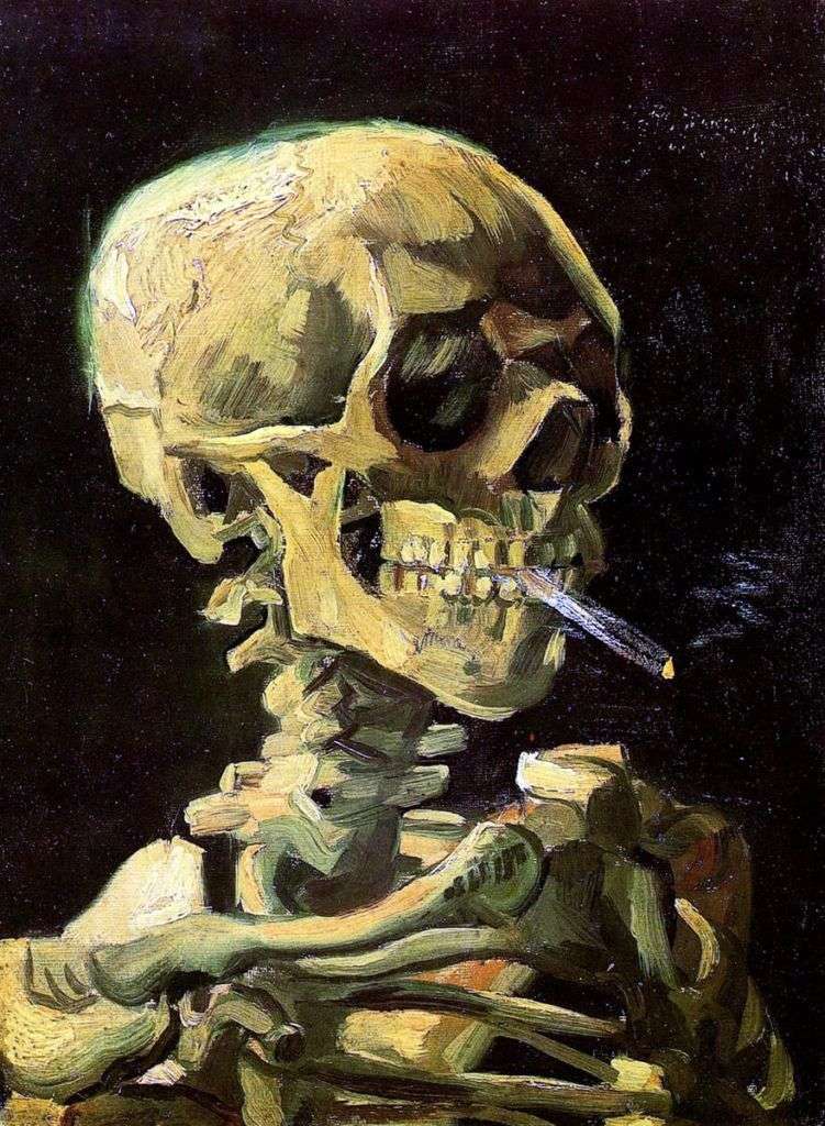 Skull with a burning cigarette by Vincent Van Gogh