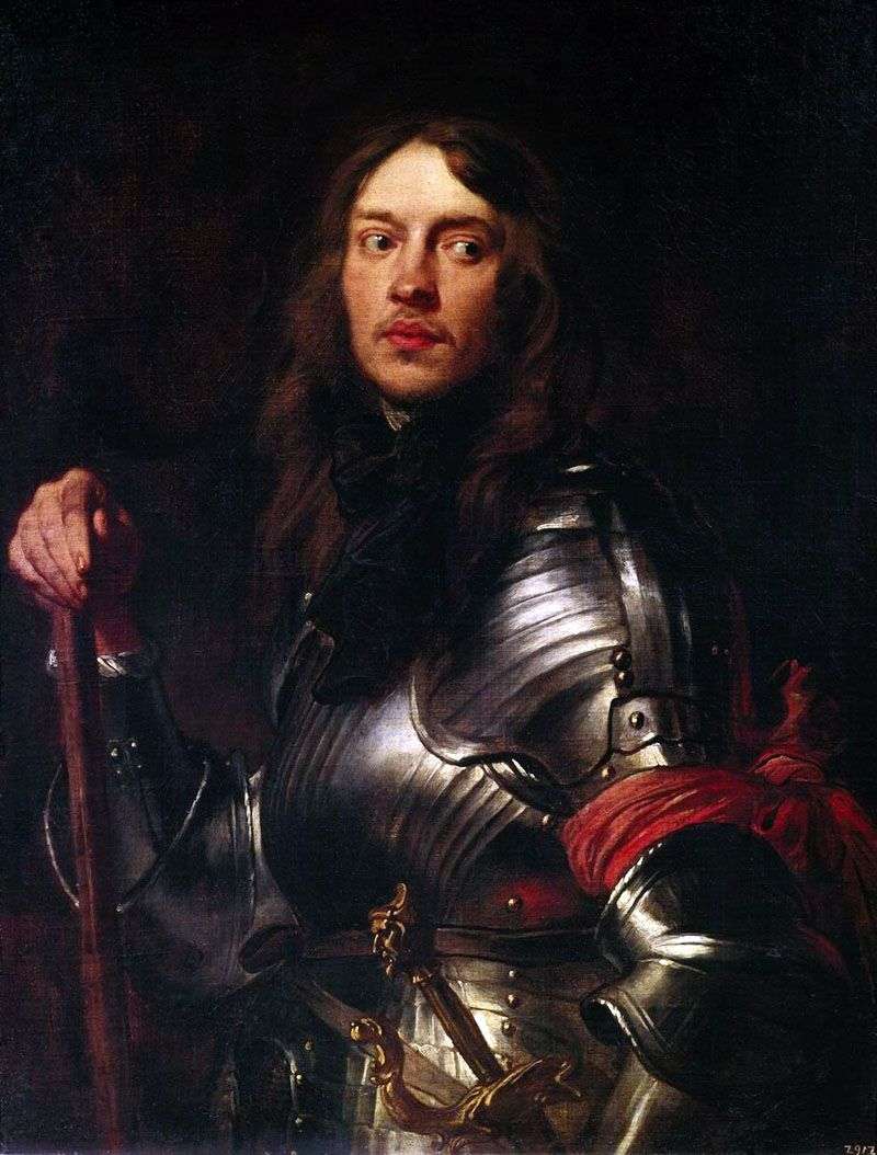 Portrait of a knight with a red armband by Anthony Van Dyck
