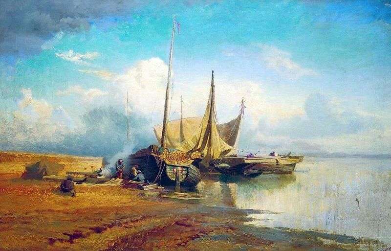 View of the Volga. Barki by Fedor Vasilyev