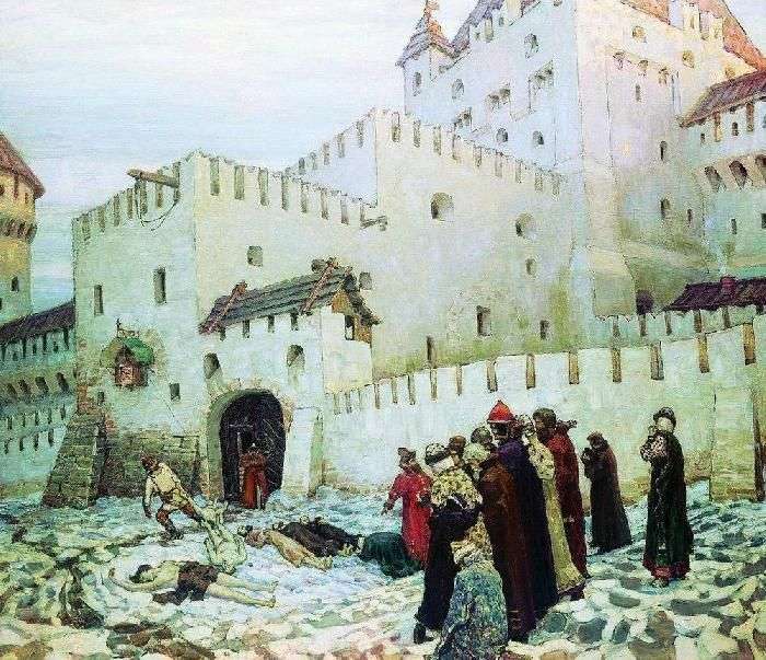 The Moscow torture chamber. The end of the XVI century (Konstantin Eleninsky gate of the Moscow prison at the turn of the XVI and XVII centuries) by Apollinarius Vasnetsov