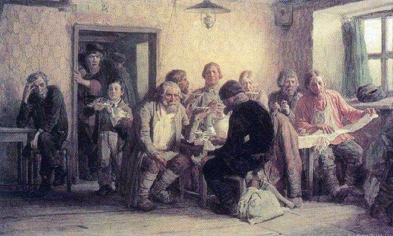 Tea in the tavern (pub) by Victor Vasnetsov