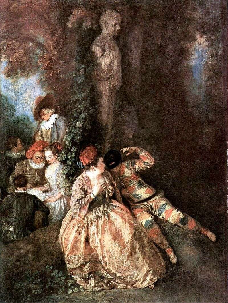 Gallant Harlequin and Colombina by Jean Antoine Watteau