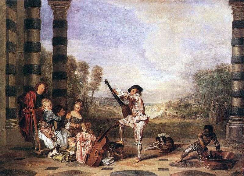 Musical party in the summer theater by Jean Antoine Watteau