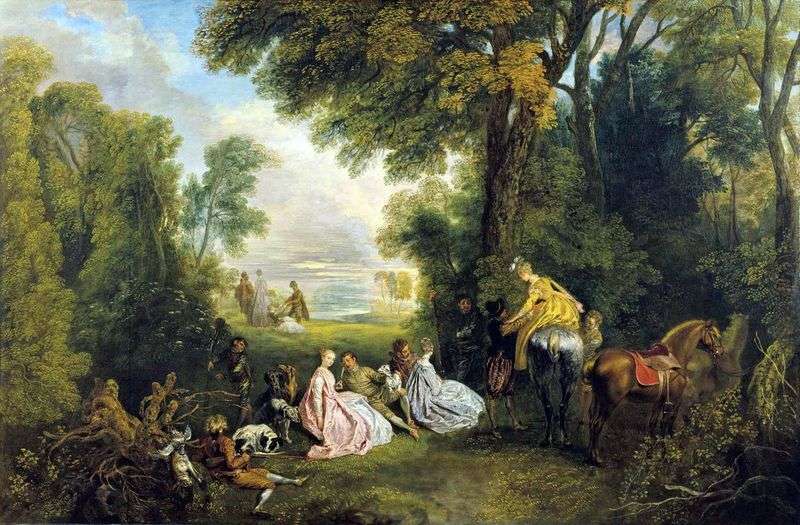 Rest on the hunt by Jean Antoine Watteau