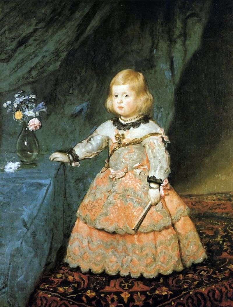 Portrait of the Infanta Margarita in a Red Dress by Diego Velasquez