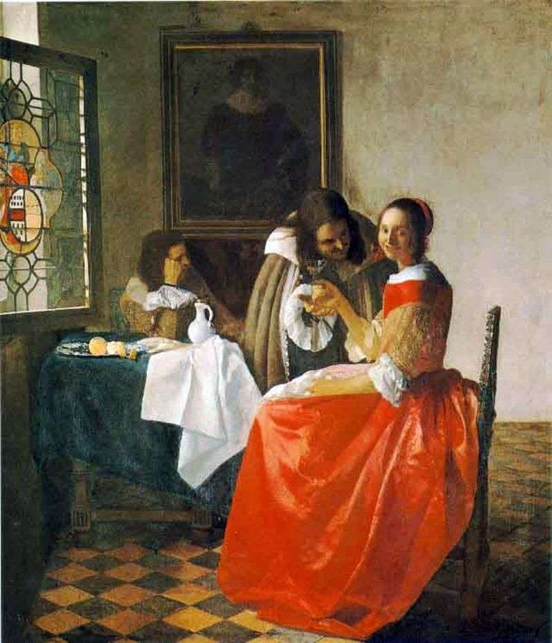 The lady and two gentlemen by Jan Vermeer