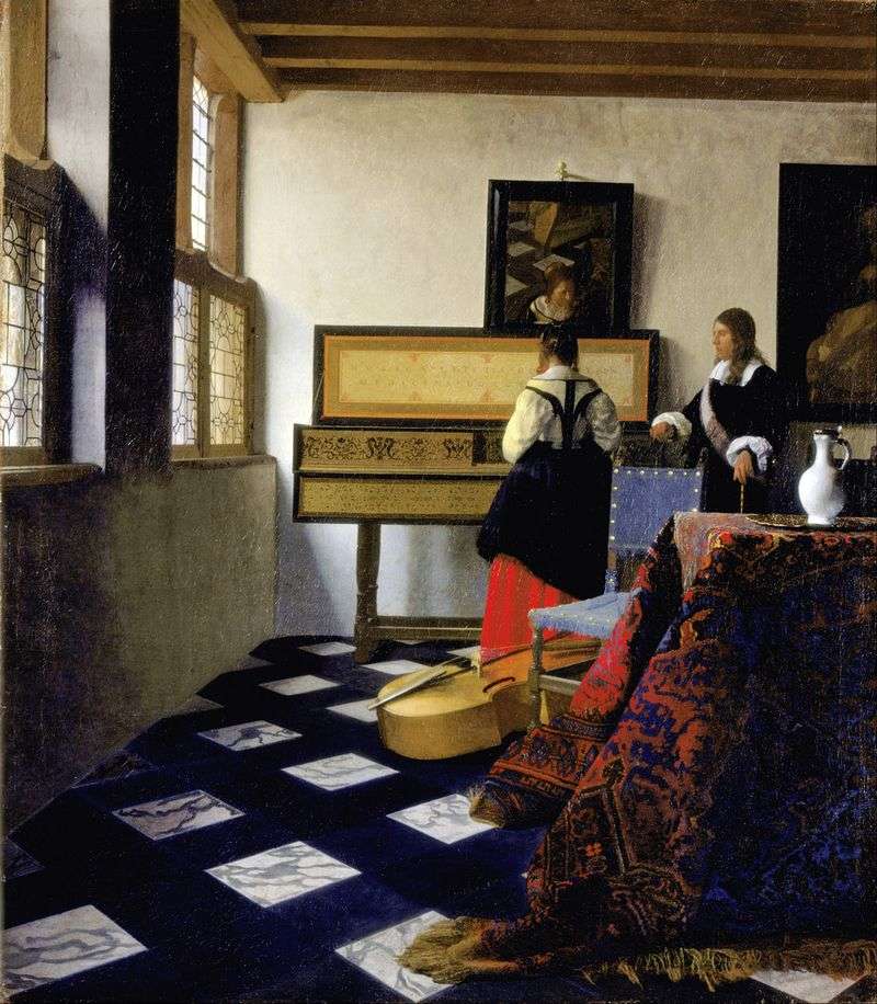 Lady of virginal and cavalier by Jan Vermeer