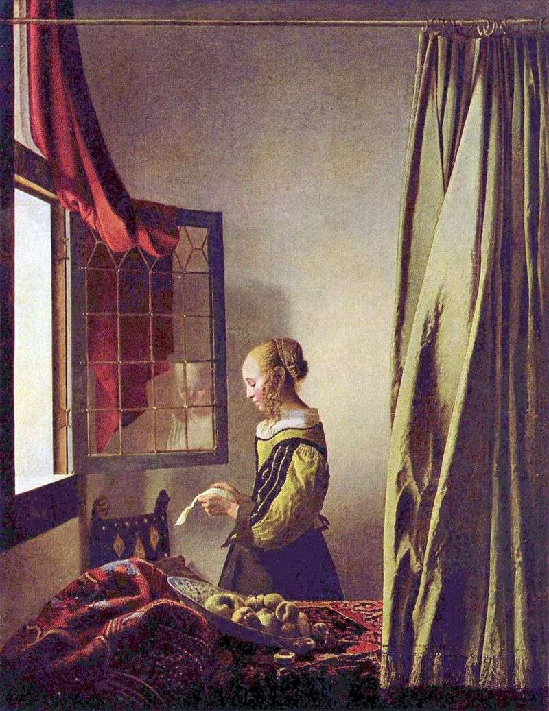 A girl reading a letter at an open window by Jan Vermeer