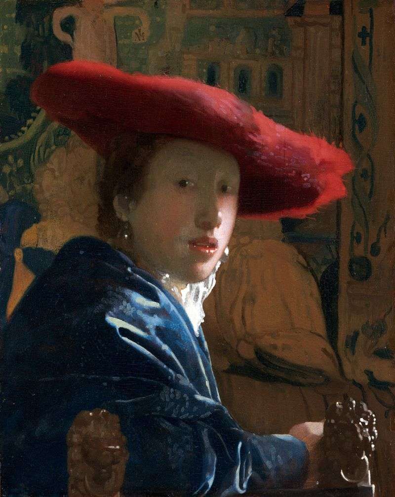 Portrait of a girl in red dress by Jan Vermeer