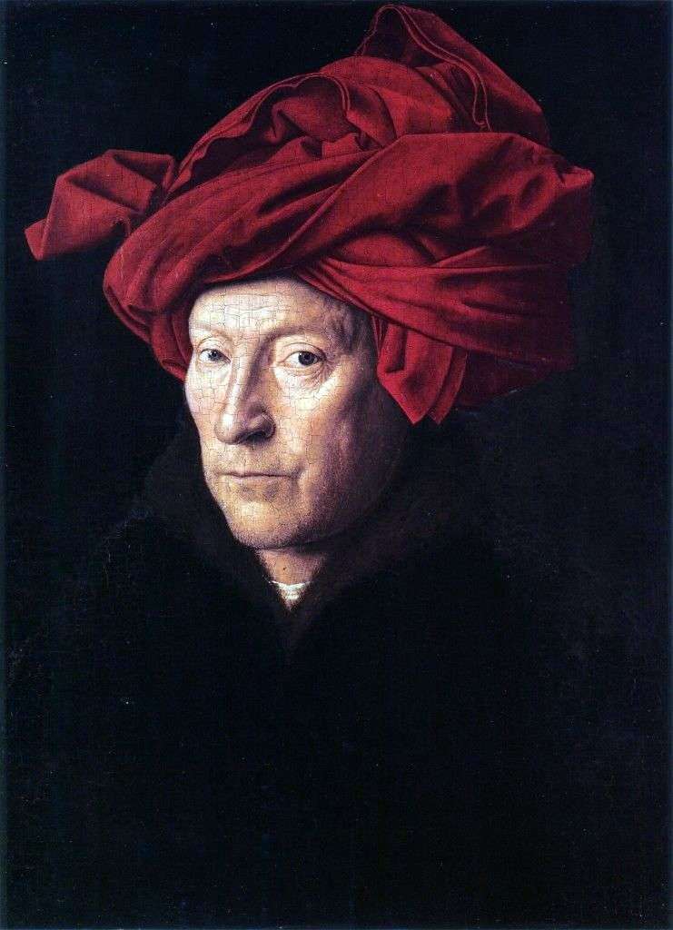 Portrait of a man in a red turban by Jan Vermeer