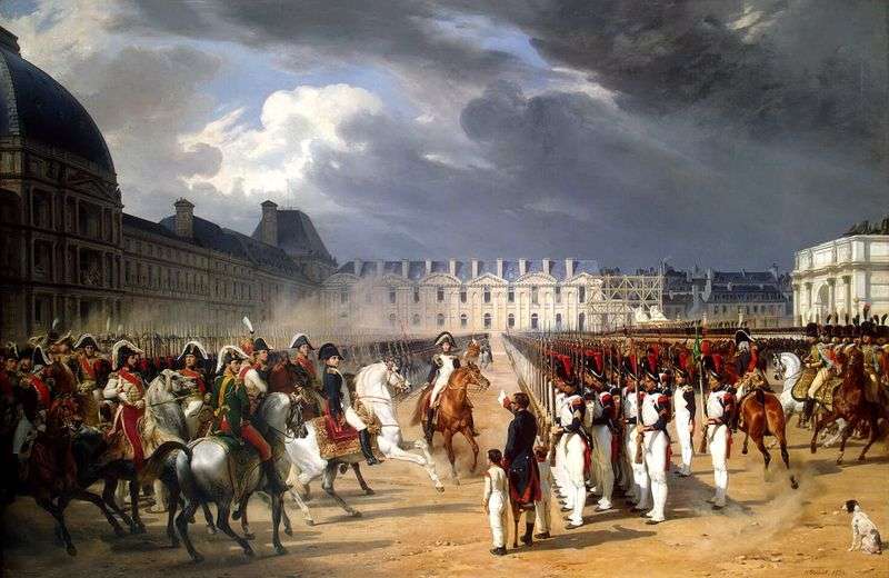 Invalid, submitting a petition to Napoleon on the parade of the Guards before the palace of the Tuileries in Paris by Horace Vernet