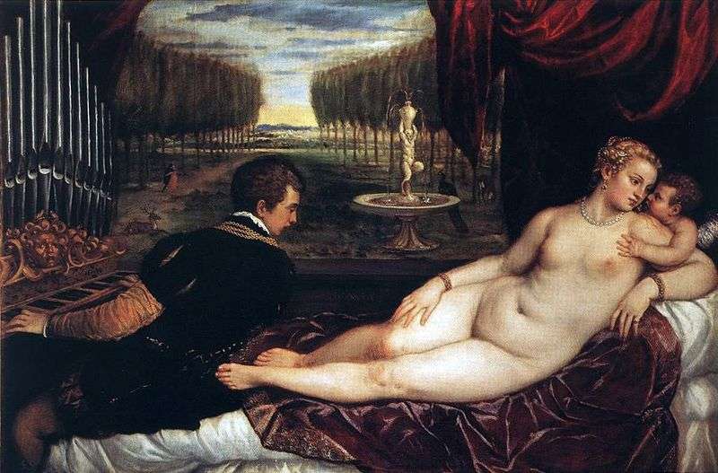 Venera with organist and cupid by Titian Vecellio