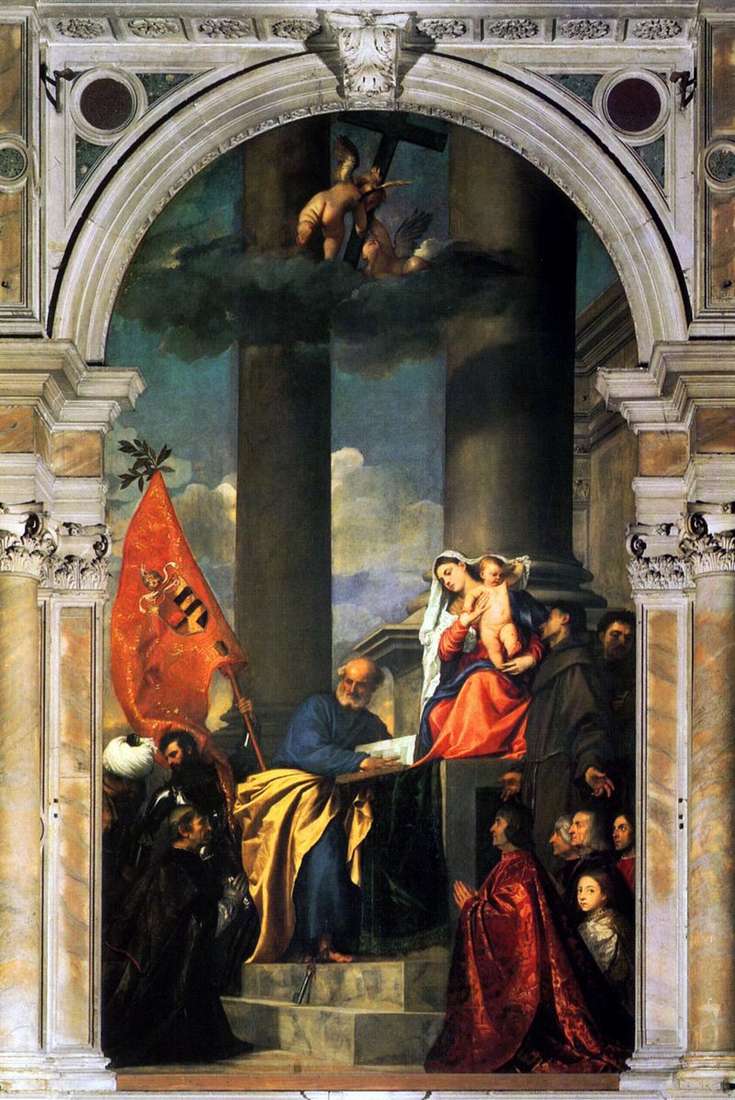 Madonna of the family of Pesaro by Titian Vecellio