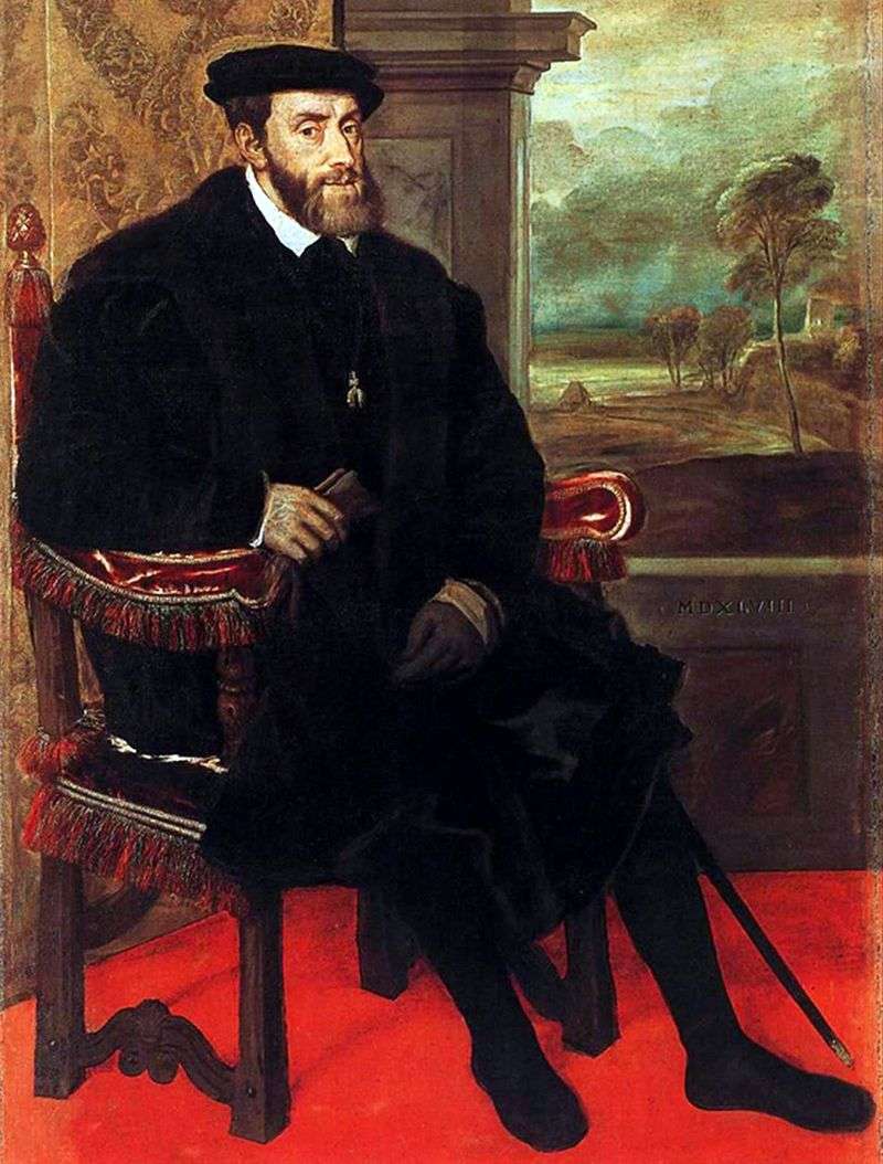 Portrait of Charles V in the chair by Titian Vecellio