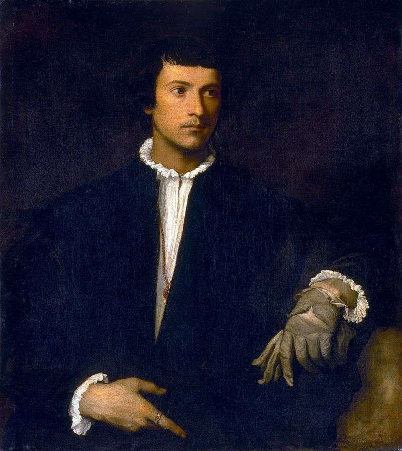 Portrait of a young man with a torn glove by Titian Vechellio