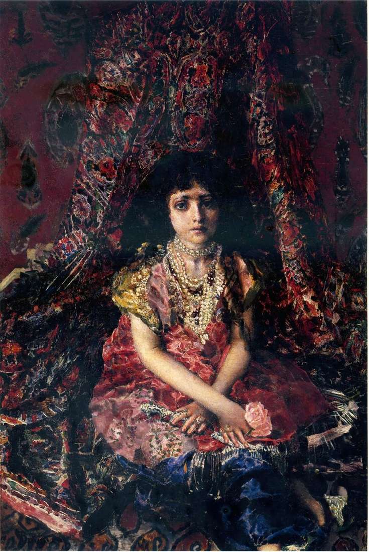 A Girl Against Persian Carpet by Mikhail Vrubel