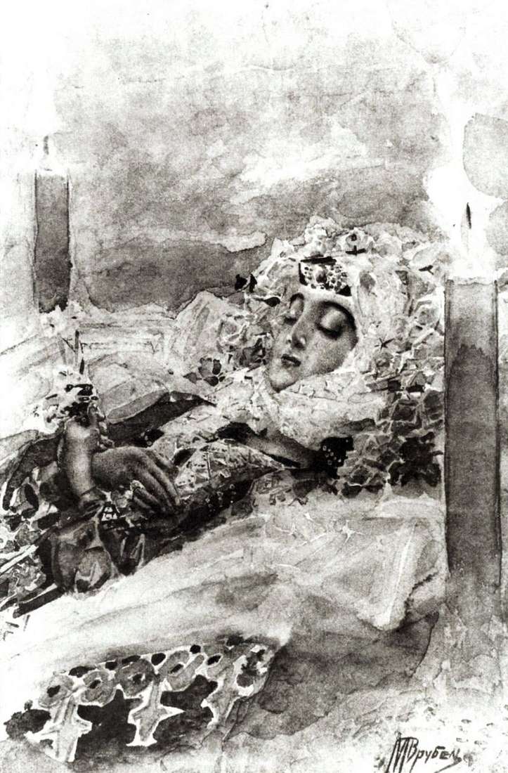 Tamara in the coffin by Mikhail Vrubel