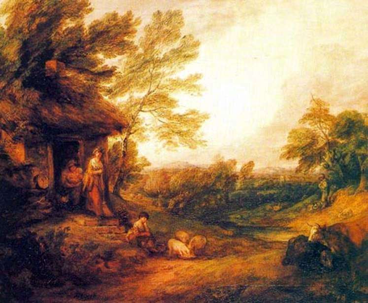 Village house with pigs by Thomas Gainsborough