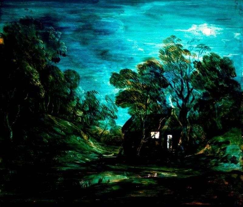 Lunar landscape with a house by Thomas Gainsborough