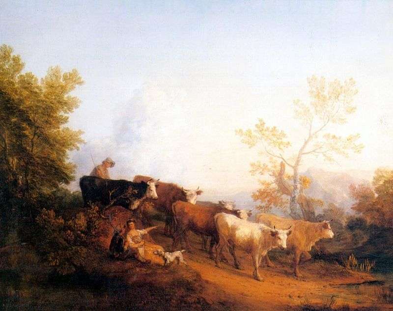 Landscape with the returning herd by Thomas Gainsborough