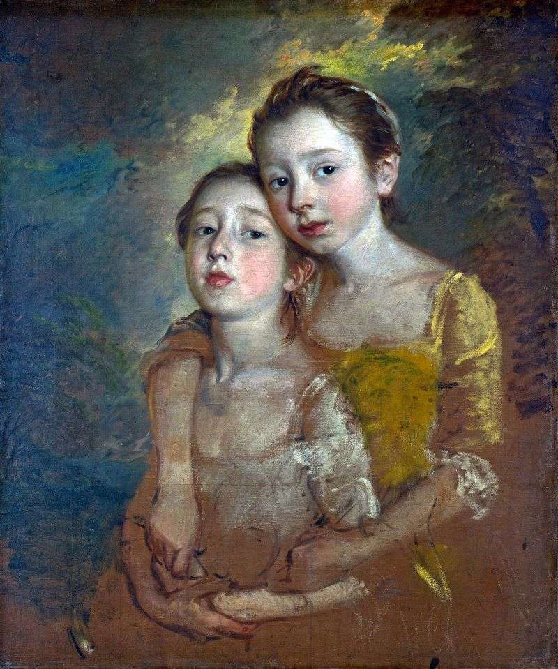 Portrait of the artists daughters with a cat by Thomas Gainsborough