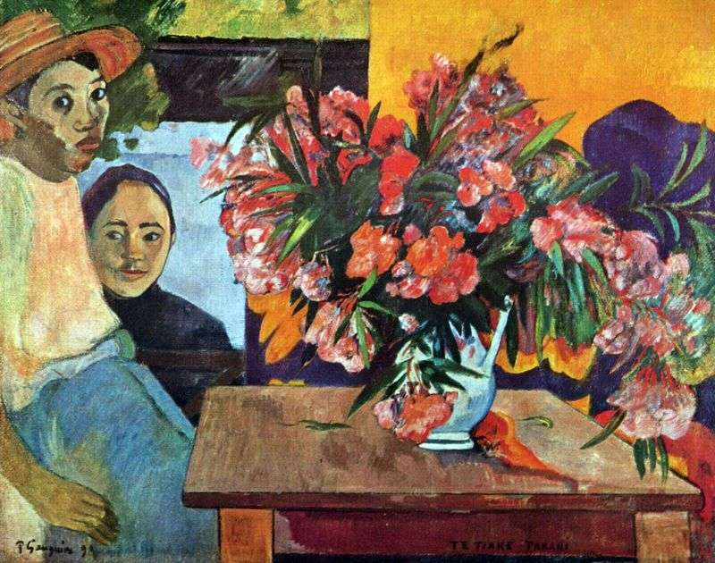 Large bouquet of flowers and Tahitian children by Paul Gauguin