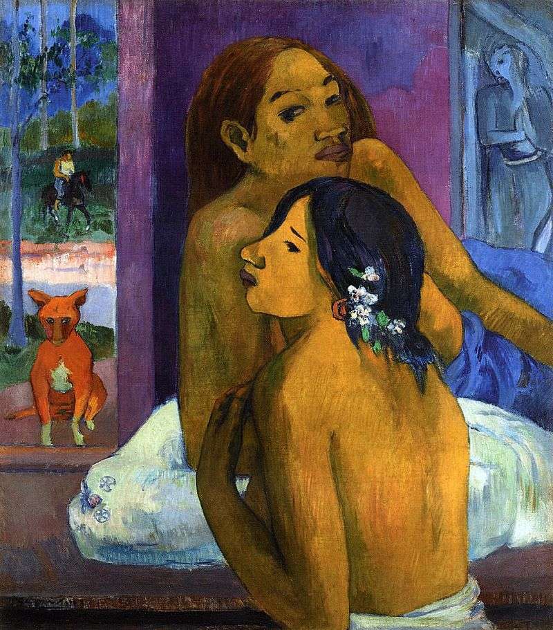 Two women (Flowers in hair) by Paul Gauguin