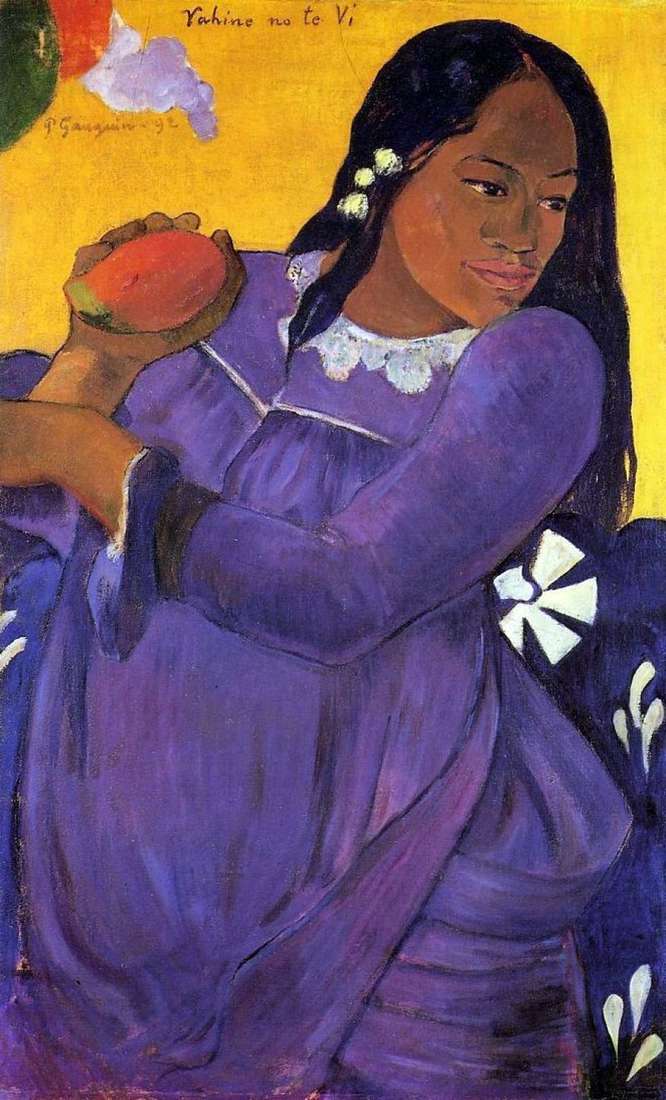 Woman with a mango (Girl with a mango fruit) by Paul Gauguin