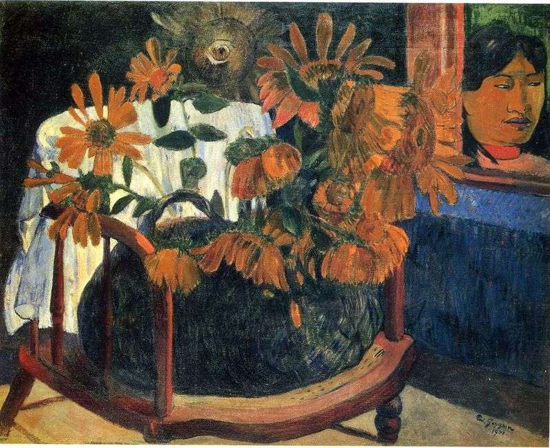Still Life with Sunflowers on the Chair by Paul Gauguin