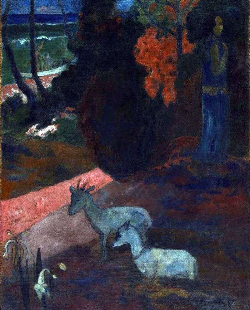 Landscape with two goats by Paul Gauguin