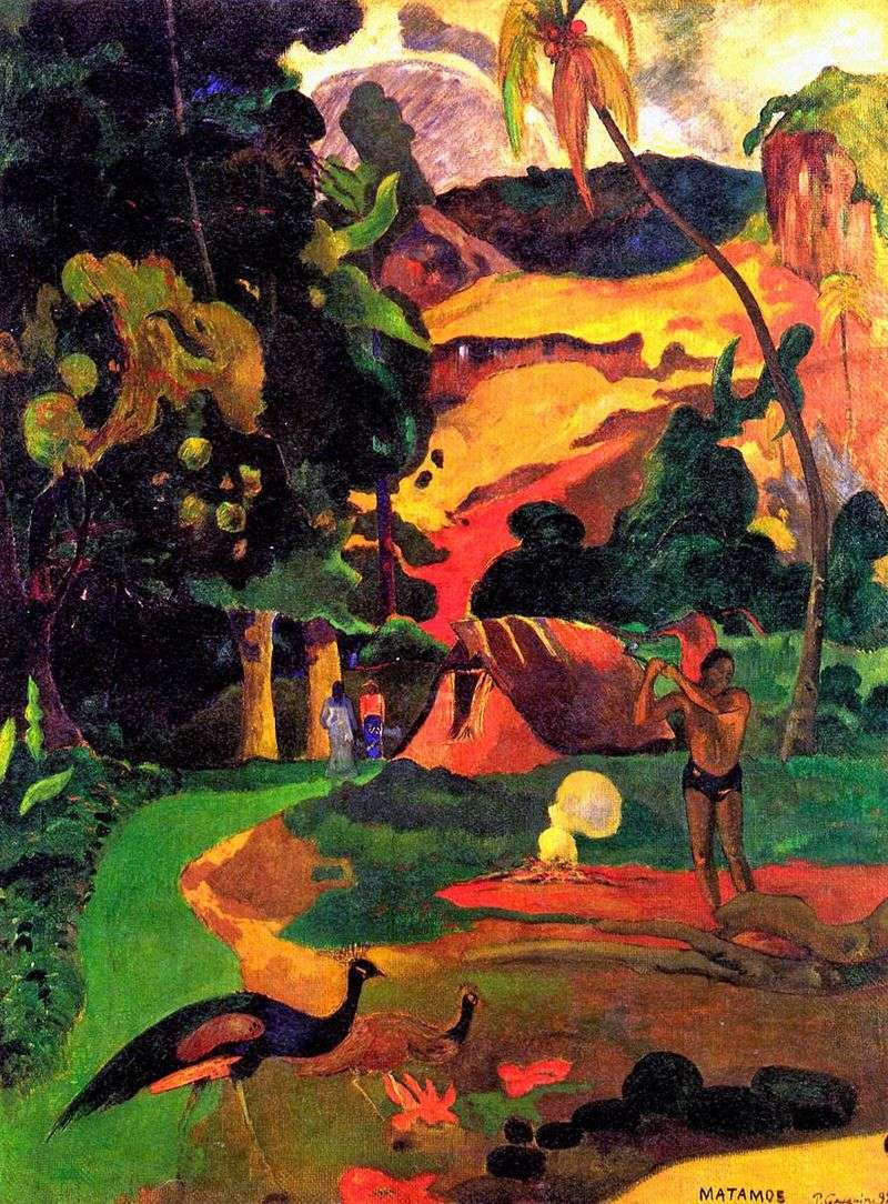 Death. Landscape with peacocks by Paul Gauguin