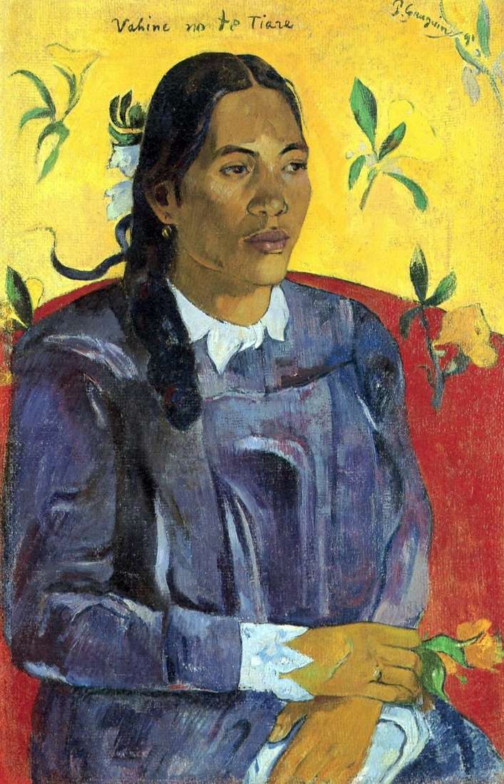 Tahitian woman with a flower by Paul Gauguin