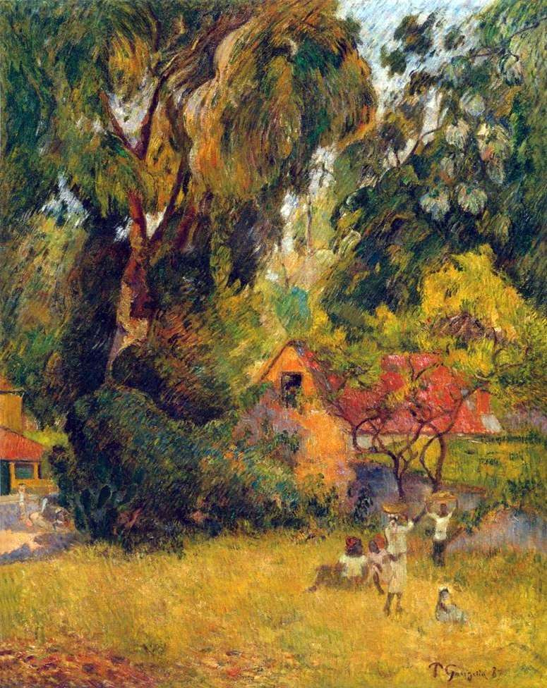 Huts under the trees by Paul Gauguin