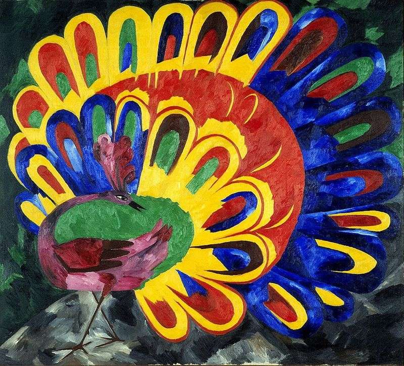 Peacock under the bright sun by Natalia Goncharova
