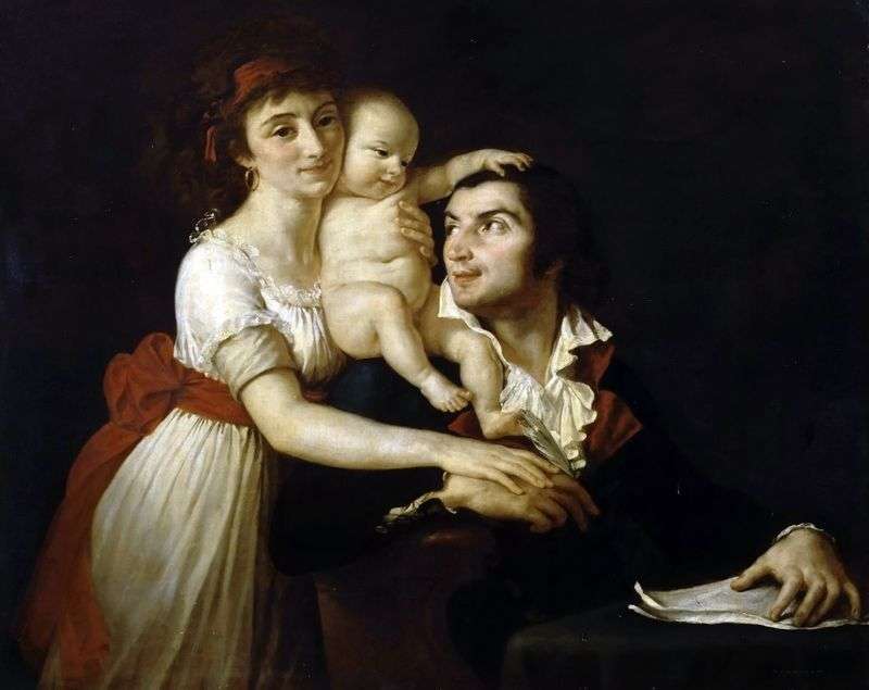 Camille Desmoulins with his wife Lucy and a child by Jacques Louis David