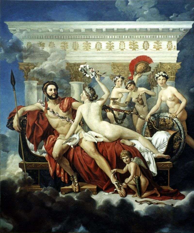 Mars disarmed by Venus and three graces by Jacques Louis David