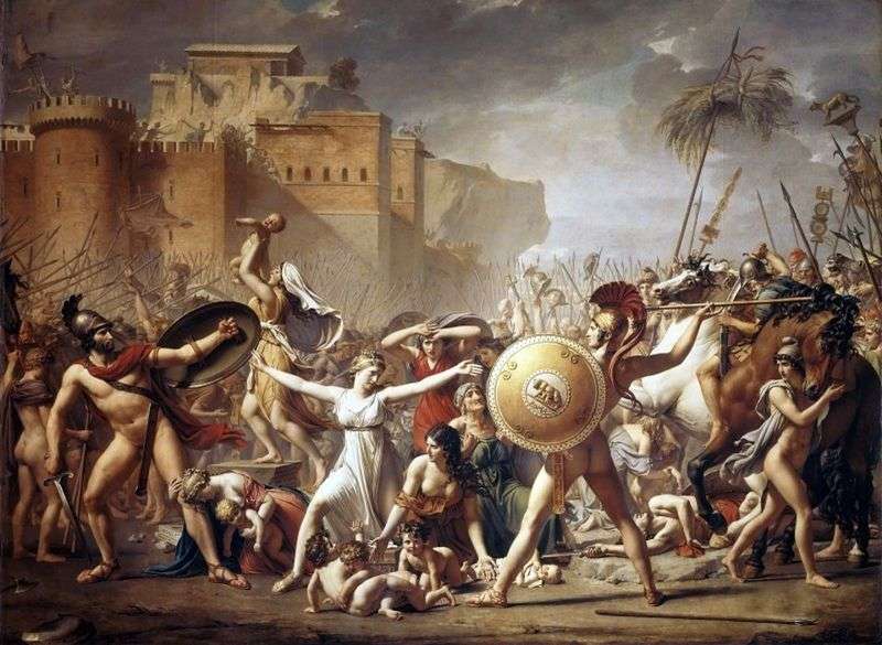 Sabine women who stop the battle by Jacques Louis David