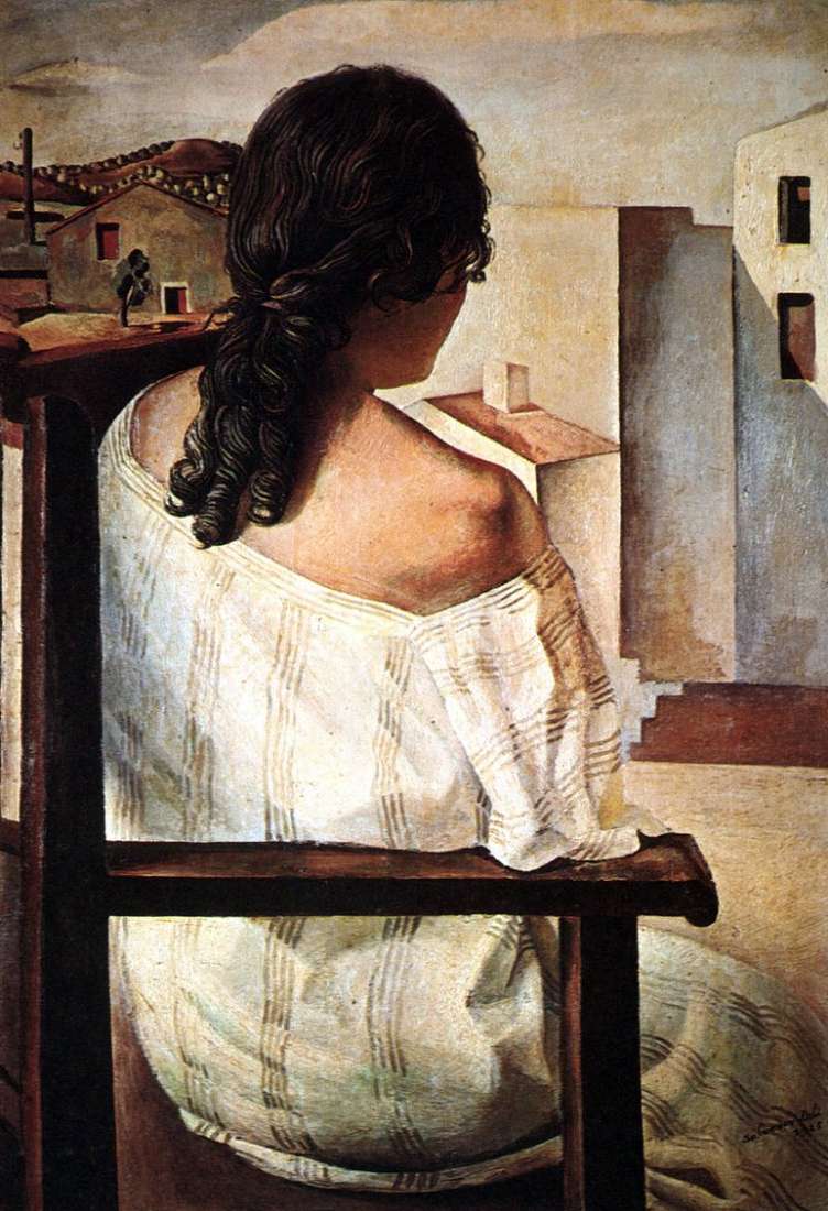 A girl sitting with her back by Salvador Dali