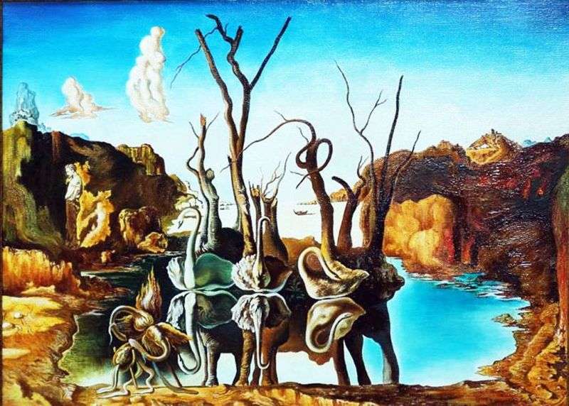 Swans reflected in elephants by Salvador Dali