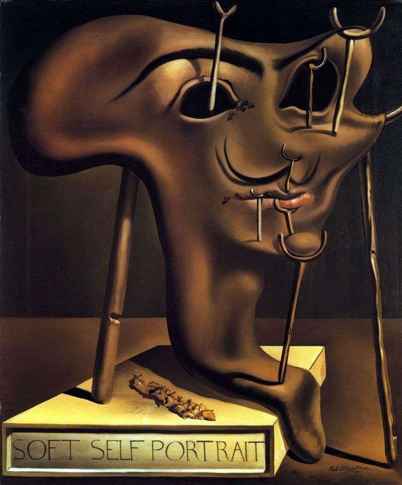 Soft self portrait with fried bacon by Salvador Dali