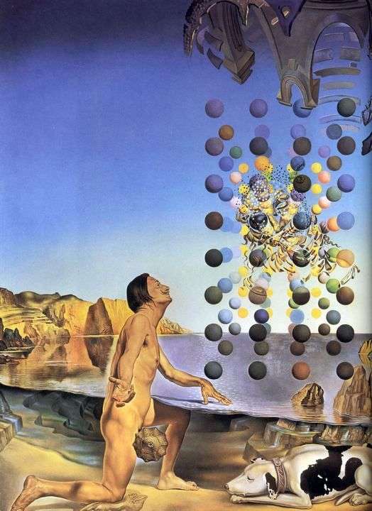 Naked Dali in front of five regular bodies by Salvador Dali