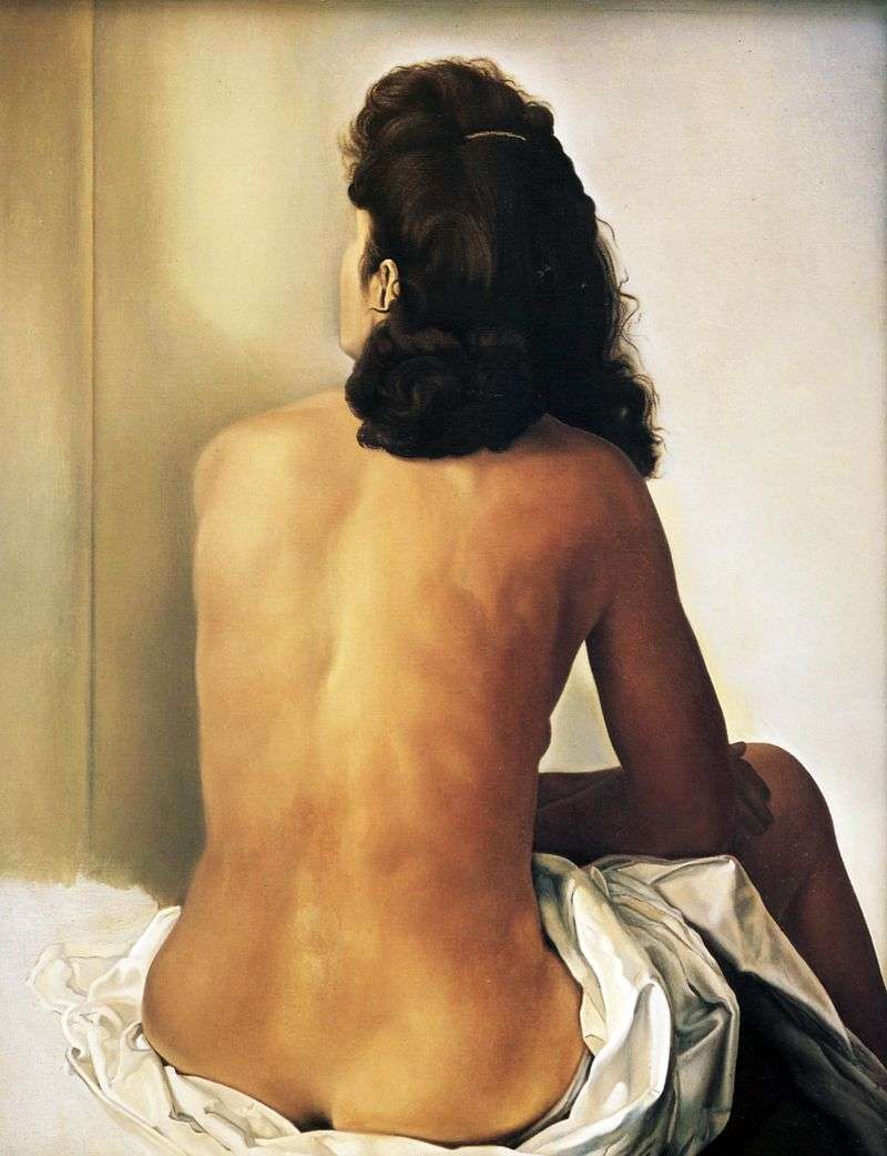 Nude Gala sitting with her back by Salvador Dali