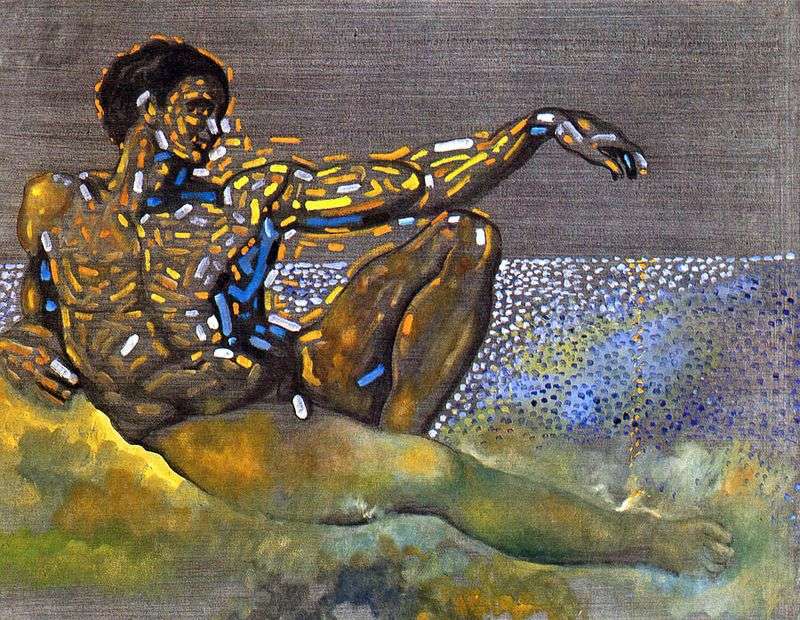 Character, inspired by the figure of Adam from the plafond of the Sistine Chapel in Rome by Salvador Dali
