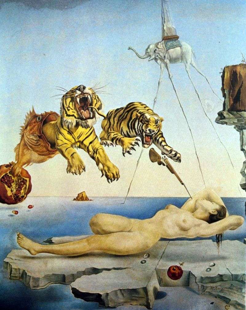 Sleep caused by flight of a bee around a pomegranate a second before awakening by Salvador Dali
