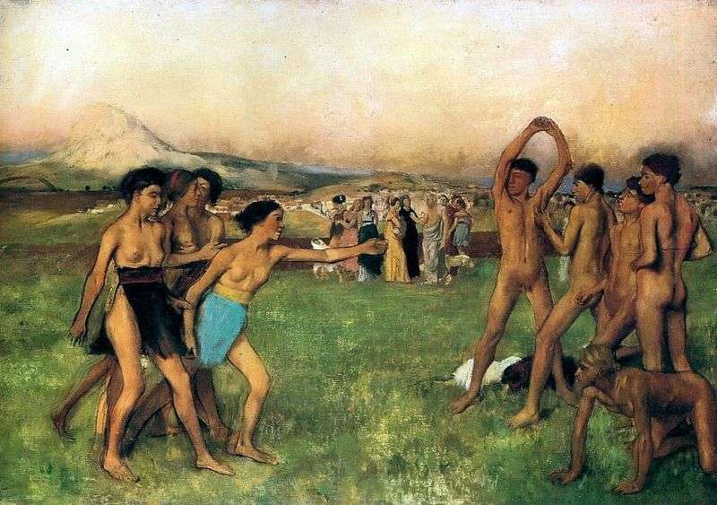 Spartan girls call young men to compete by Edgar Degas